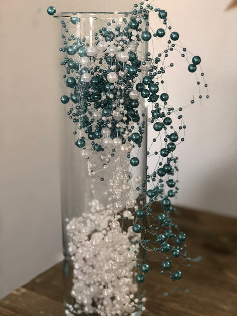 Pearl Beaded Garland Light Blue 5ft, DIY Floating beads garland pearls