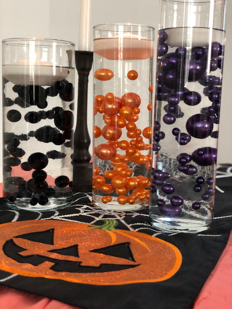 Big Mo's Toys Floral Halloween Pearl Water Beads - Orange Purple Black and White Halloween Gel Balls for Vase or Candle Fillers for Centerpiece
