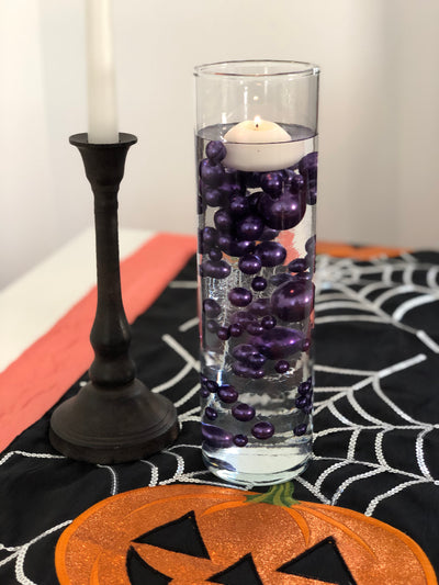 Purple Floating Pearls Centerpiece, No Hole Vase Filler Pearls