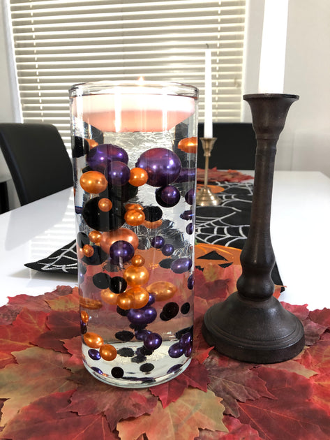 Floating Pearls Centerpiece Orange Black Purple – Bungalow Daisy