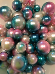 Pink Blue Vase Filler Pearls For Floating Pearl Centerpiece Decor, No Hole Pearl
