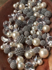 Vase Fillers Silver Berry Beads/Pearls/Diamonds Filler, Create beautiful table desert decor perfect for mason jars, wine glass fillers