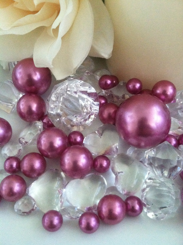 Orchid purple pearls diamond vase fillers, table confetti scatters