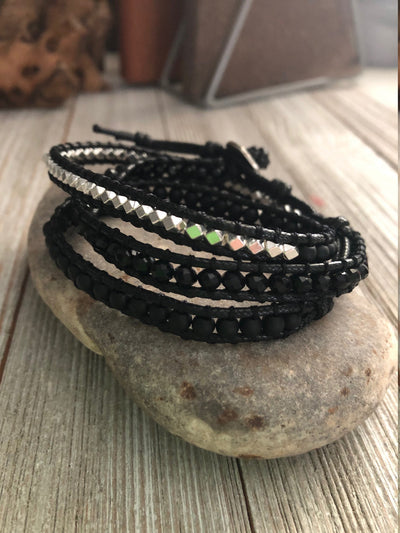 Pumice Lava stone 3 wrap bracelet,  Boho wrap bracelet, Yoga meditation bracelet, Bohemian Bracelet
