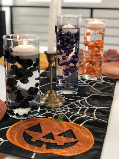 Halloween Dinner Table Decorating Ideas- Floating Pearls Centerpiece