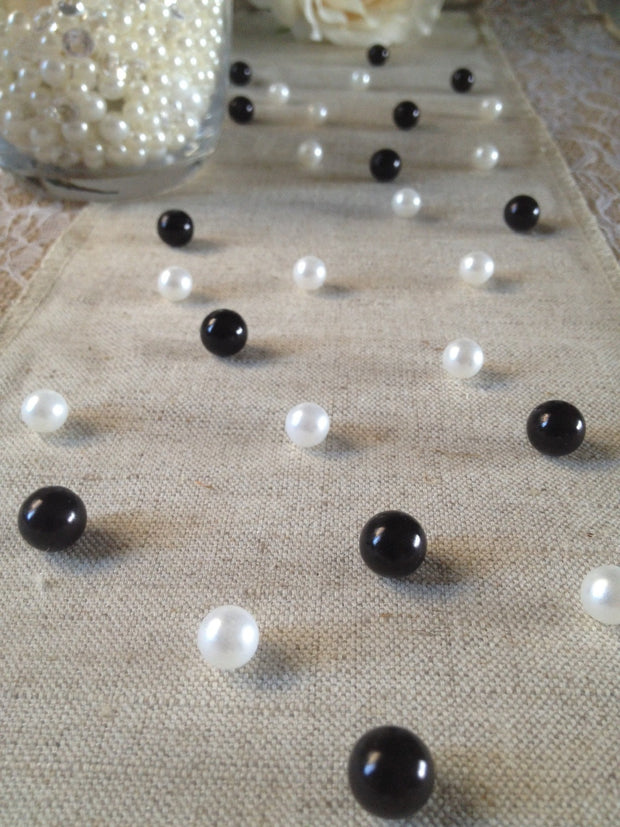Vintage Table Pearl Scatters Black And White Pearls For Wedding, Parties, Special Events Decor Table Confetti