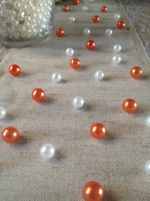 Vintage Table Pearl Scatters Coral Orange And White Pearls For Wedding, Parties, Special Events Decor Table Confetti