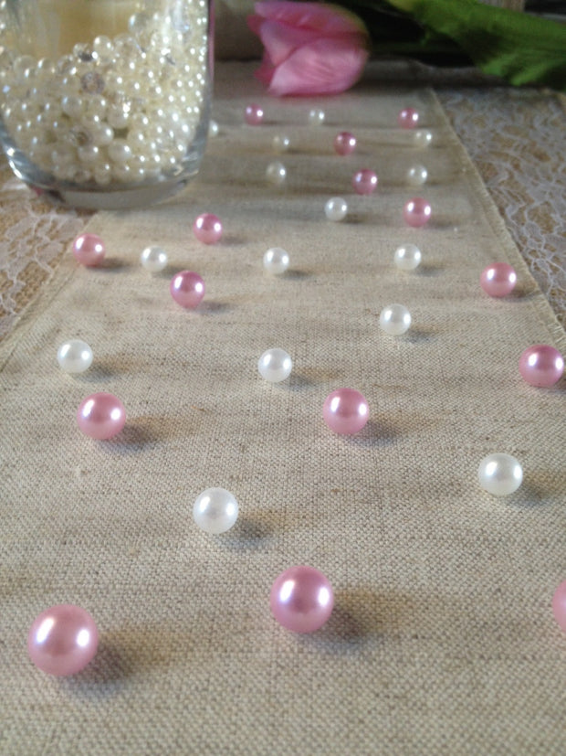 Vintage Table Pearl Scatters Light Pink And White Pearls For Baby Shower, Bridal Shower And Wedding, Parties, Special Events Decor Table Confetti