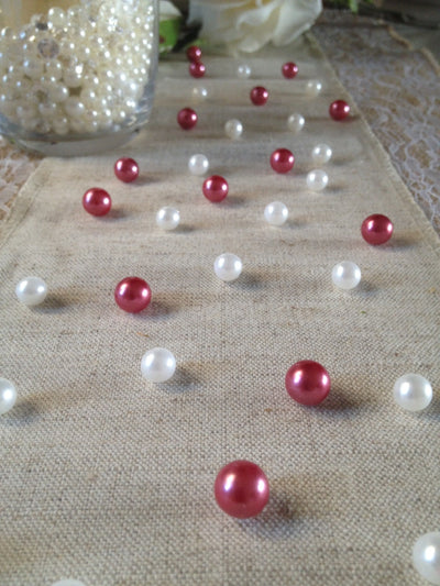 Vintage Table Pearl Scatters Mauve Pink And White Pearls For Wedding, Parties, Special Events Decor Table Confetti