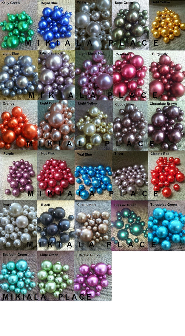 Floating Teal Blue/Light Blue Pearls Centerpieces 80pcs Mix Size Pearls