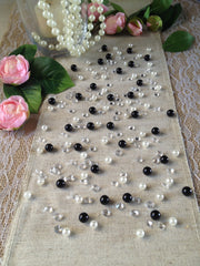 Diamonds & Pearls Vintage Table Scatters Black Pearls, For Wedding, Parties, Perfect for wine glass fillers, mason jars.