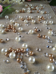 Champagne Pearls Table Scatters, Diamond Scatters For Wedding, Parties, Perfect for wine glass fillers, mason jars.