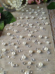 White Pearl Table Scatters, Diamond Scatters For Wedding, Parties, Perfect for wine glass fillers, mason jars.