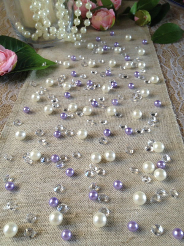 Lilac Pearl Table Scatters, Diamond Scatters For Wedding, Parties, Perfect for wine glass fillers, mason jars.