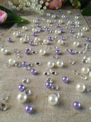 Lilac Pearl Table Scatters, Diamond Scatters For Wedding, Parties, Perfect for wine glass fillers, mason jars.