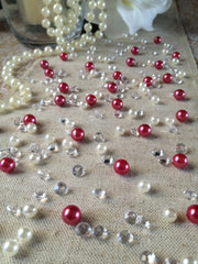 Diamonds & Pearls Vintage Table Scatters Mauve Pink Pearls, For Wedding, Parties, Perfect for wine glass fillers, mason jars.