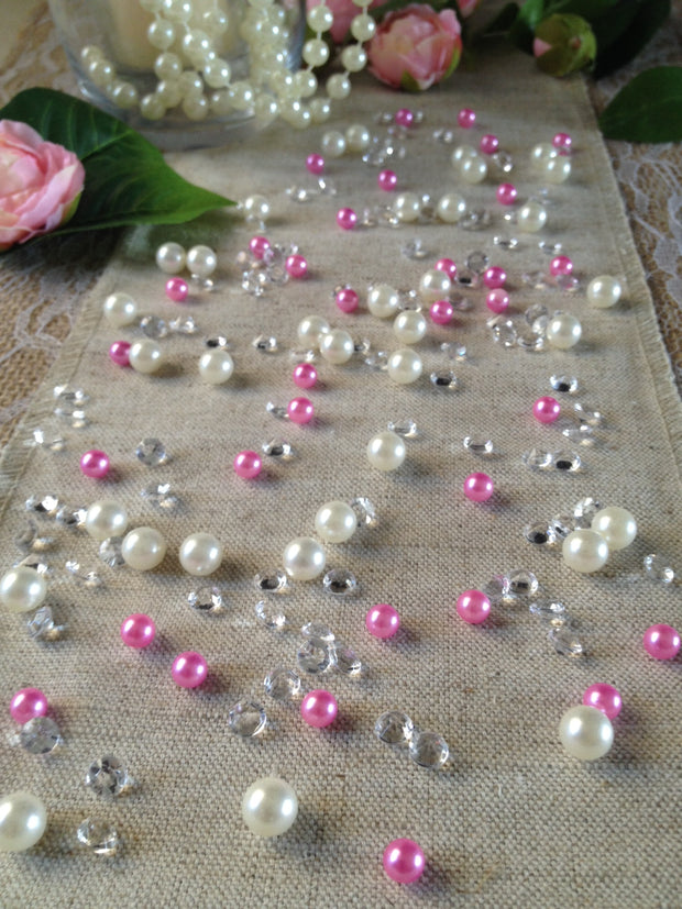 Pink Pearl Table Scatters, Diamond Scatters For Wedding, Parties, Perfect for wine glass fillers, mason jars.