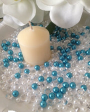 500pcs Pearls & Diamonds Teal Blue, White Pearls For Candle Fillers, Table Scatters