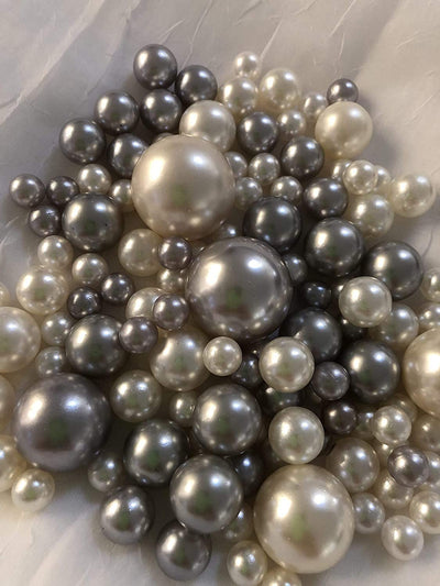 120 Silver And White Pearls, Vase Fillers For Floating Pearl Centerpiece