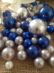Vase Filler Pearls Royal Blue-Silver-White/80pc