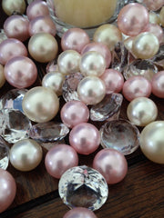Pink Ivory pearls diamond vase fillers table scatter Bridal Glam girl decor
