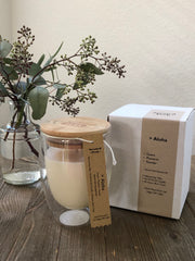 Aloha Soy Candle, guava, plumeria, powder,  double walled glass candle
