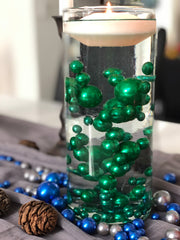 Green Floating Pearls Centerpiece, Holiday Vase Fillers