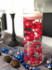 Red Floating Pearls Centerpiece, Holiday Vase Fillers