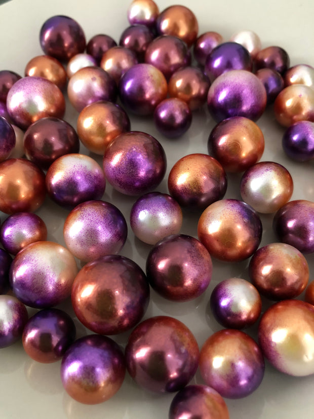 Purple Brown Vase Filler Pearls For Floating Pearl Centerpiece Decor, No Hole Pearl