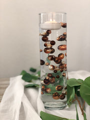 Orange Brown Vase Filler Pearls For Floating Pearl Centerpiece Decor, No Hole Pearl