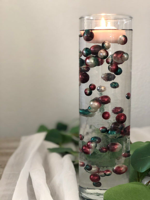 Green Red Vase Filler Pearls For Floating Pearl Centerpiece Decor, No Hole Pearl
