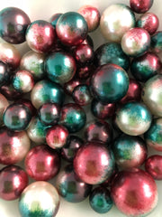 Green Red Vase Filler Pearls For Floating Pearl Centerpiece Decor, No Hole Pearl