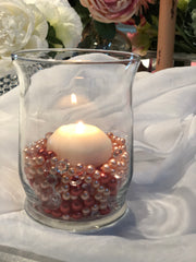 Orange Peach Pearls, Diamond Confetti Vase Fillers 500pc Small Pearls No Holes