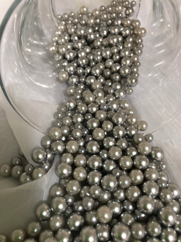 Light Silver Gray Pearl Confetti Vase Fillers 500pc Small Pearls No Holes