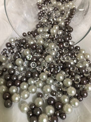 Gray And Silver Pearls, Diamond Confetti Vase Fillers 500pc Small Pearls No Holes