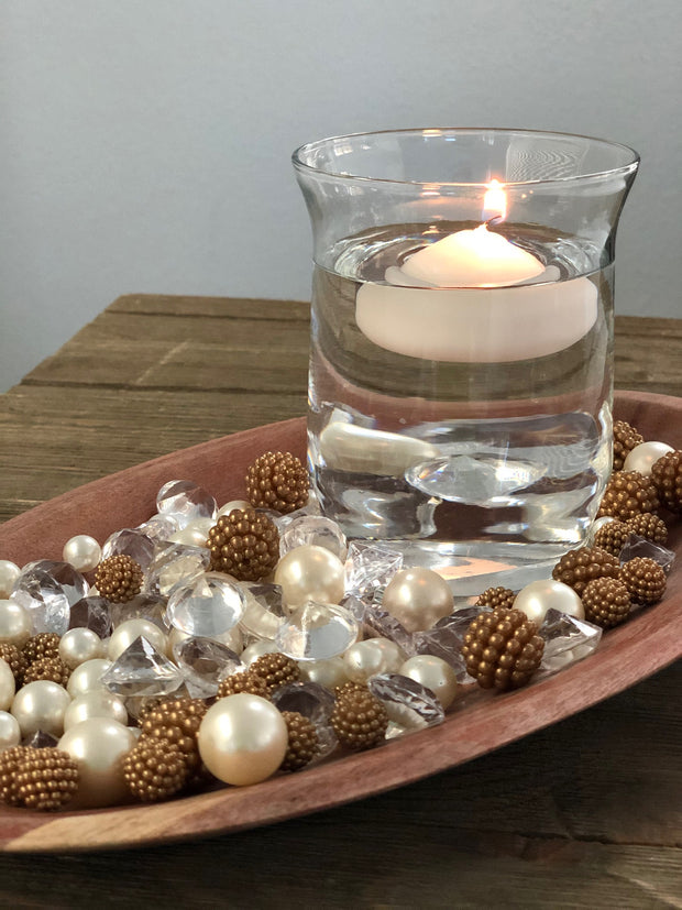 Vase Fillers Champagne Berry Beads/Pearls/Diamonds Filler, Create beautiful table desert decor perfect for mason jars, wine glass fillers
