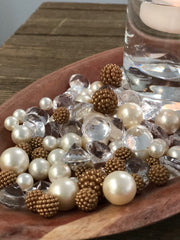 Vase Fillers Champagne Berry Beads/Pearls/Diamonds Filler, Create beautiful table desert decor perfect for mason jars, wine glass fillers