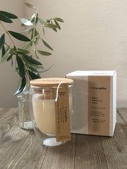 Campfire Soy Candle, saffron, sandalwood, smoke, double walled glass candle