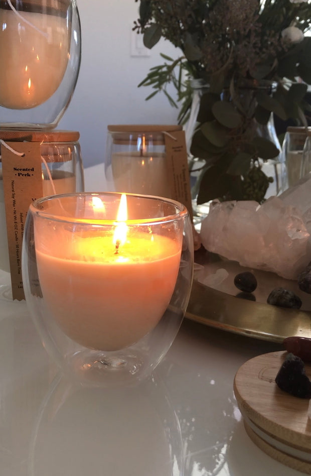 Sleepytime Latte Soy Candle, Citrus, Lavender, eucalyptus,  double walled glass candle