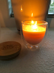 Sweet Tobacco Soy Candle, bergamot, honey, tobacco,  double walled glass candle