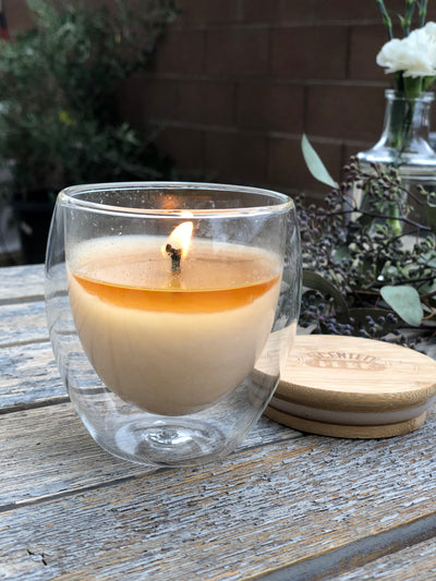 Caramel Latte Soy Candle butter coconut caramel double walled glass candle