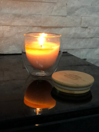 Fruity Spirit Soy Candle, white wine, pear, oak,  double walled glass candle