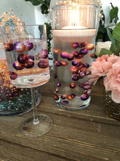 Ombre Floating Pearls Purple And Bronze 60pc mix size pearls. DIY Floating Pearl Centerpiece for wedding, table decor
