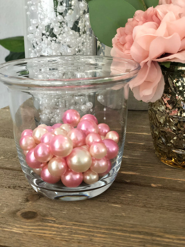 Ombre Floating Pearls Pink and Blush Pink 60pc mix size pearls. DIY Floating Pearl Centerpiece for wedding, table decor