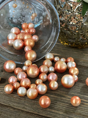 Ombre Floating Pearls Peach and Orange 60pc mix size pearls. DIY Floating Pearl Centerpiece for wedding, table decor