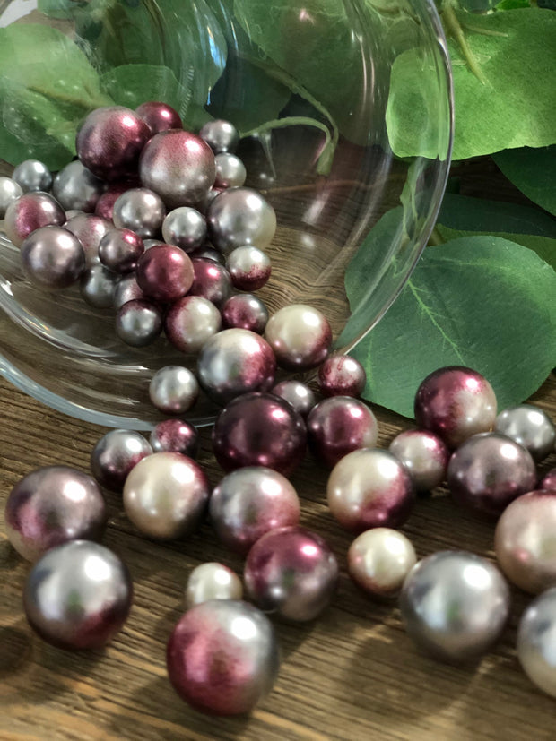 Floating Pearls Ombre/Watercolor Burgundy/Silver 60pc mix size pearls. –  Bungalow Daisy