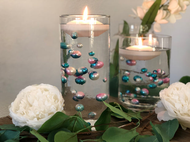 Floating Pearls Ombre/Watercolor Pink/Teal 60pc mix size pearls. DIY Floating Pearl Centerpiece