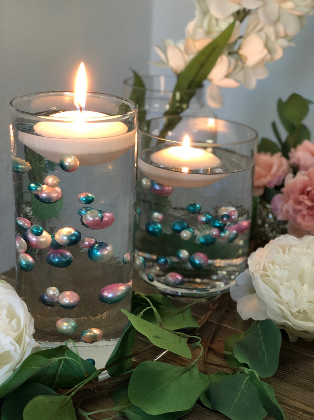 Floating Pearls Ombre/Watercolor Pink/Teal 60pc mix size pearls. DIY Floating Pearl Centerpiece