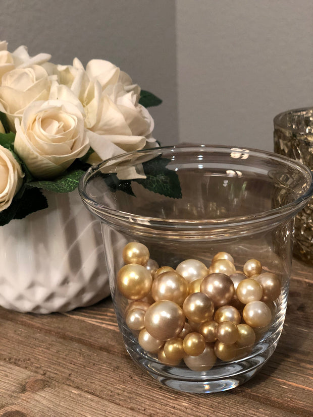 Ombre Floating Pearls Champagne/Gold 60pc mix size pearls. DIY Floating Pearl Centerpiece