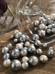 Floating Pearls Ombre/Watercolor Silver/Ivory 60pc mix size pearls. DIY Floating Pearl Centerpiece